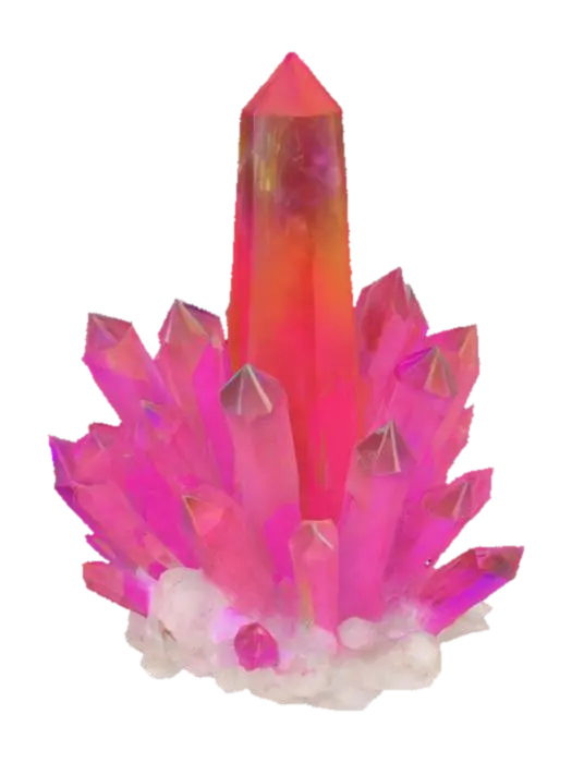 Modello 3D a cluster of prism-shaped crystals, displaying a smooth texture and a vibrant gradient…, generato dall’IA
