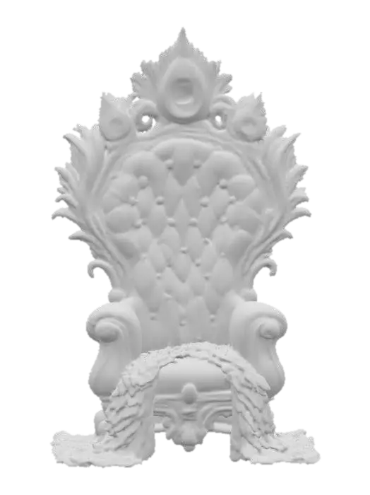 3D model for a peacock feather throne with golden peacock heads, #PBR#