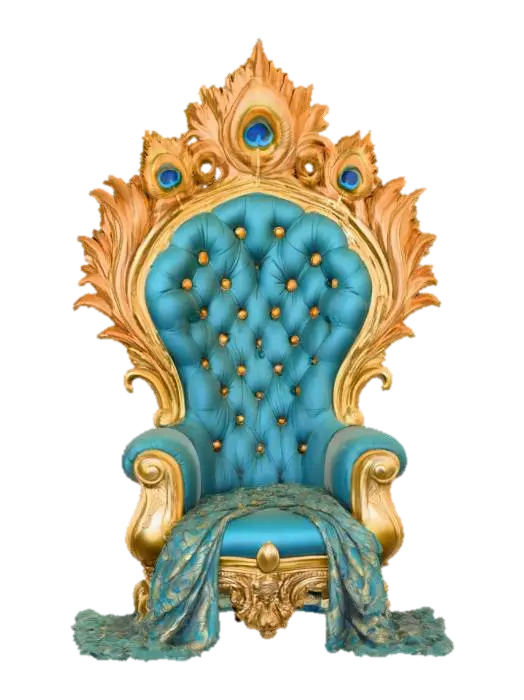 3D model for a peacock feather throne with golden peacock heads, #PBR#