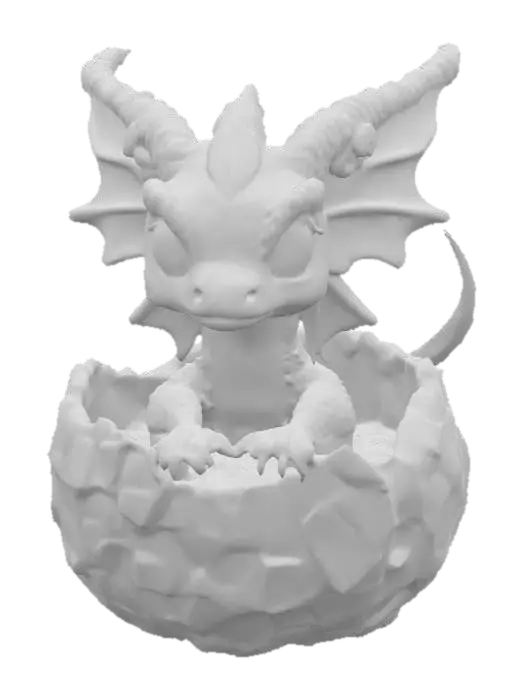 3D model for a baby dragon emerging from a rainbow crystal egg, #PBR#