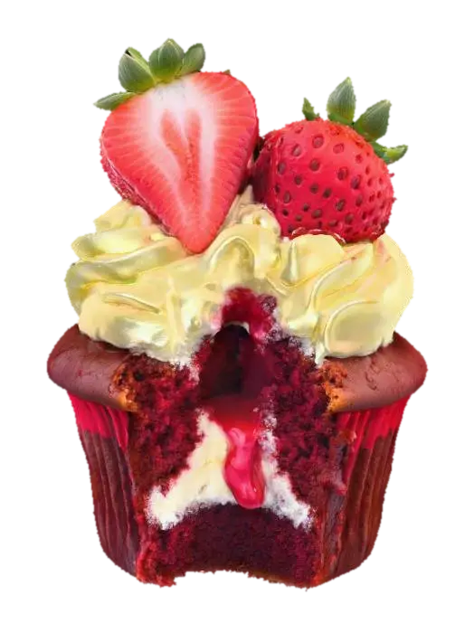 Strawberry Delight Cupcake, #food# 3D model, vytvořený pomocí AI
