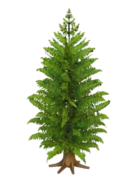 A majestic forest fern, featuring broad, arching fronds of deep emerald green,… - Leaf yapay zekâ ile oluşturulmuş 3D model