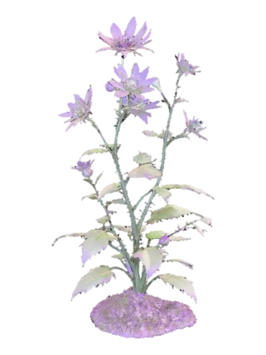 A sprawling forest shrub, its slender, arching branches covered in fine, bristly… 3D model, vytvořený pomocí AI
