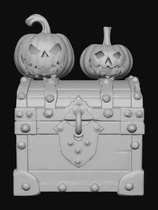 3D model for a locked halloween-themed chest, #Halloween2025#