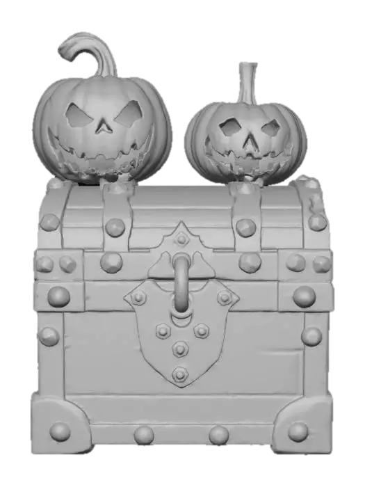 3D model for a locked halloween-themed chest, #Halloween2025#