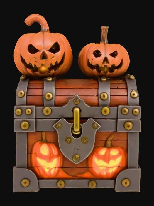 3D model for a locked halloween-themed chest, #Halloween2025#