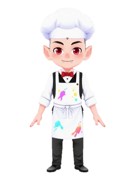 Vampire Chef Chibi, #Halloween2025# 3D model, vytvořený pomocí AI