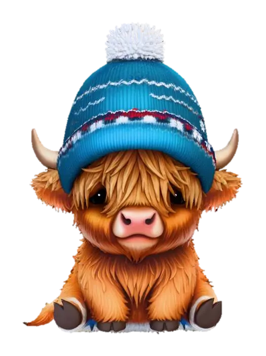 Winter Highland Calf - Cow 3D model, vytvořený pomocí AI