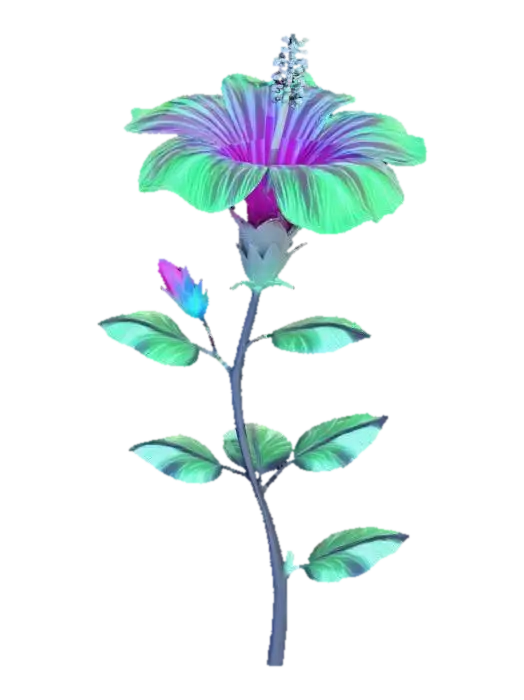Luminous Hibiscus 3D model, vytvořený pomocí AI