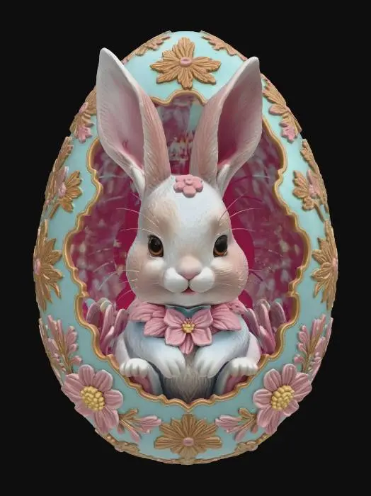 3D model for Bunny in a Floral Egg, #EasterEgg2026#