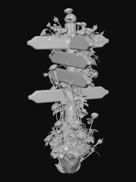 3D model for Roses on a Rustic Signpost