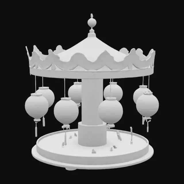 3D model for [Kyoto] a paper lantern origami carousel, #AroundTheWorld#