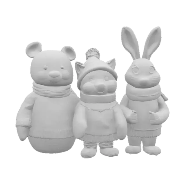 3D model for [Scandinavia], woodland animal snowman characters wearing scandinavian sweaters, #AroundTheWorld#