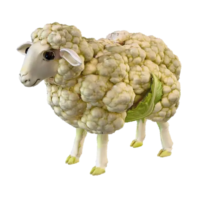 Cauli-Sheep, #food# - Vegetable 3D model, vytvořený pomocí AI