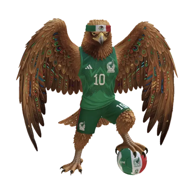Aztec Eagle on the Pitch - Mexico 3D model, vytvořený pomocí AI