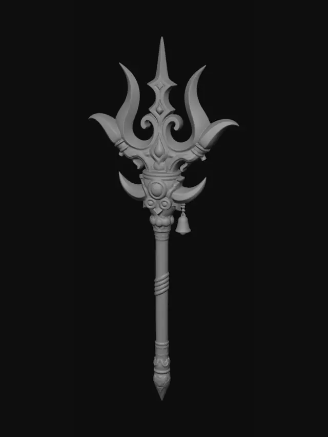 3D model for Tri-Pronged Golden Trident Scepter