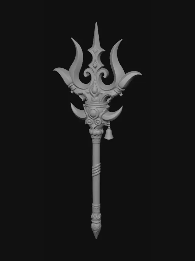 3D model for Tri-Pronged Golden Trident Scepter