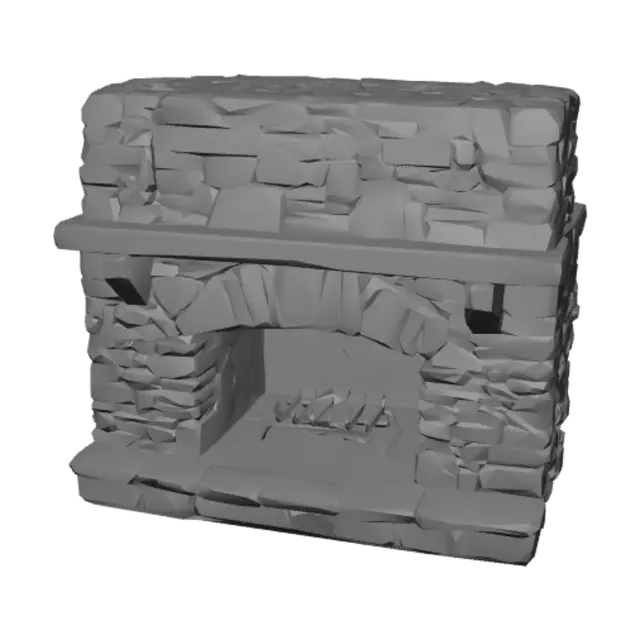 3D model for Rustic Stone Fireplace