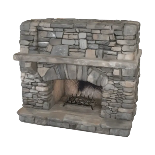 3D model for Rustic Stone Fireplace