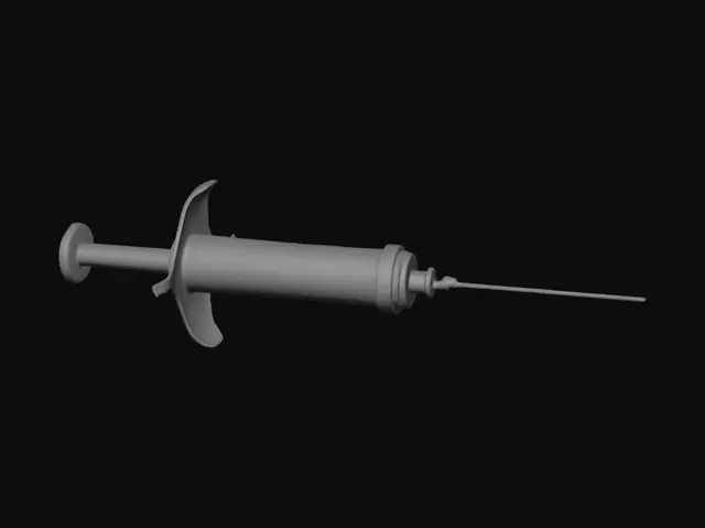 3D model for scary medical Injection filled with a green chemical.