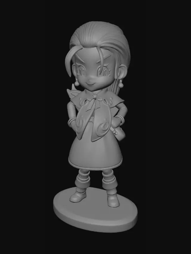 3D model for Dragon Quest Chibi Figure: Girl in Orange Dress and Teal Cape