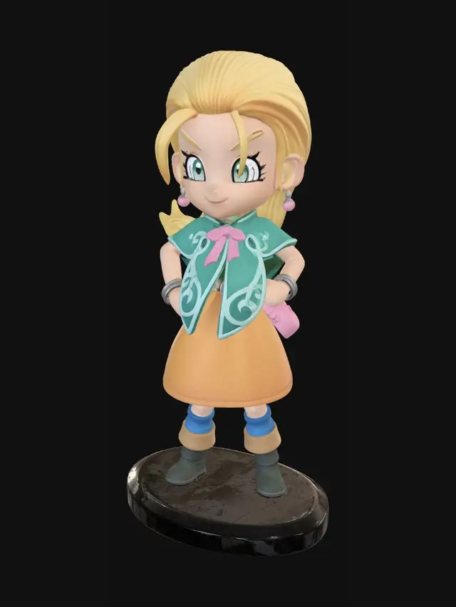 3D model for Dragon Quest Chibi Figure: Girl in Orange Dress and Teal Cape