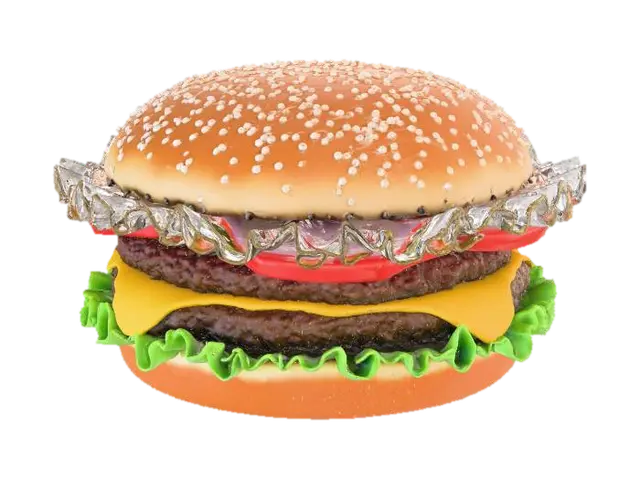 3D model for “Ultra-realistic McDonald’s hamburger, highly detailed 3D model with 4K PBR textures. Perfectly toasted sesame bun, juicy beef patty with grill marks, melted cheese slice, fresh lettuce, tomatoes, onions, and pickles. Photorealistic shading, accurate color, crispy edges, realistic reflections, high-quality materials, commercial-quality food render. Studio lighting, clean background.”