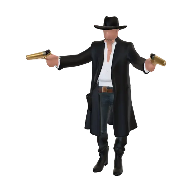 evil cowboy - Deserteagle 3D model, vytvořený pomocí AI