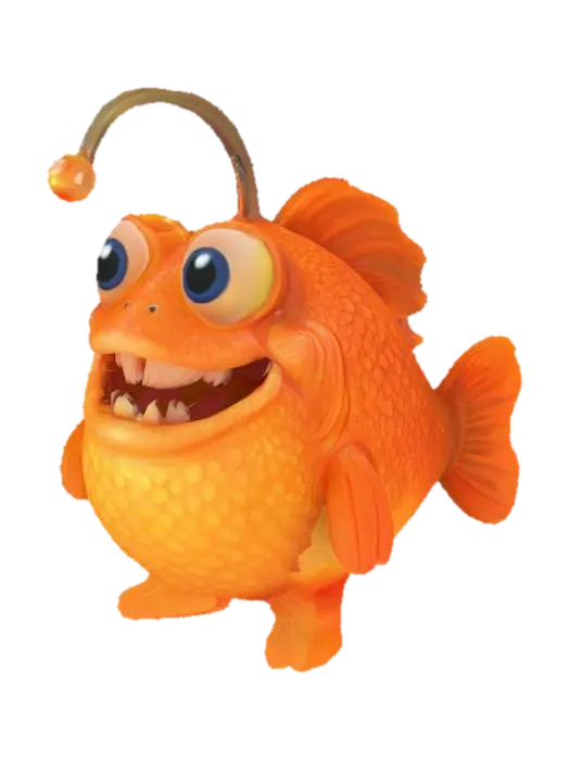 Bubbly Anglerfish 3D model, vytvořený pomocí AI