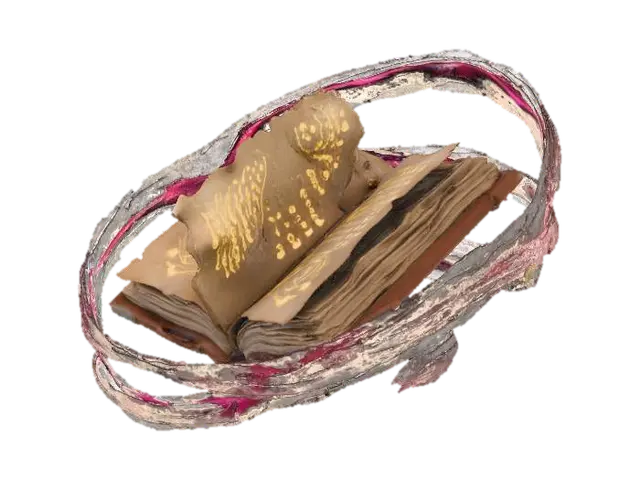 make me a slightly open book thats floating and with circles of mythic red and… - Paranormal 3D model, vytvořený pomocí AI