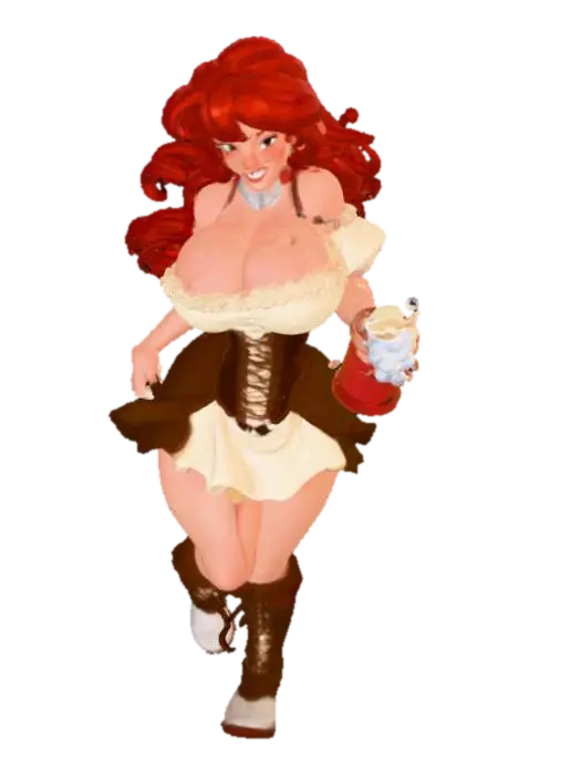 Barmaid Bliss 3D model, vytvořený pomocí AI