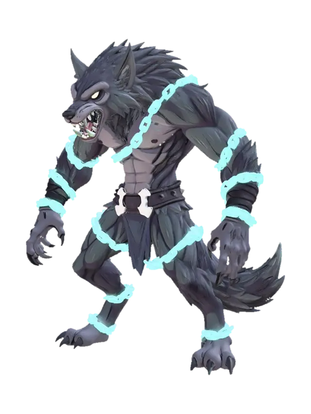 Chainbound Werewolf 3D model, vytvořený pomocí AI