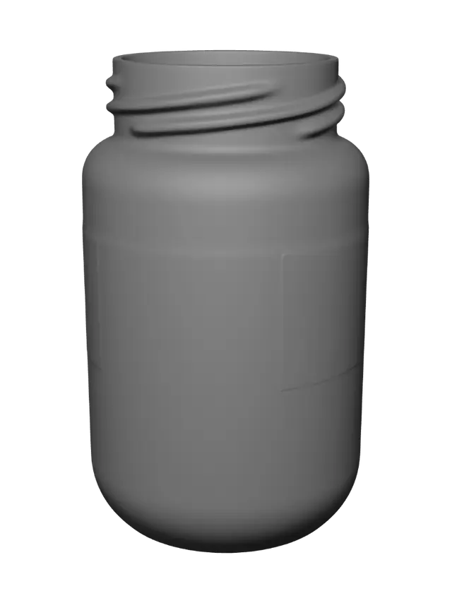 3D model for An elegant, minimalist 3D jar made of realistic frosted glass, semi-transparent, reflecting soft warm light, clean luxury aesthetic.