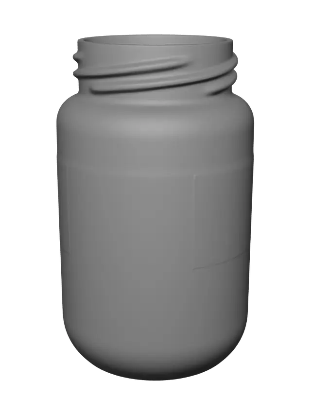 3D model for An elegant, minimalist 3D jar made of realistic frosted glass, semi-transparent, reflecting soft warm light, clean luxury aesthetic.