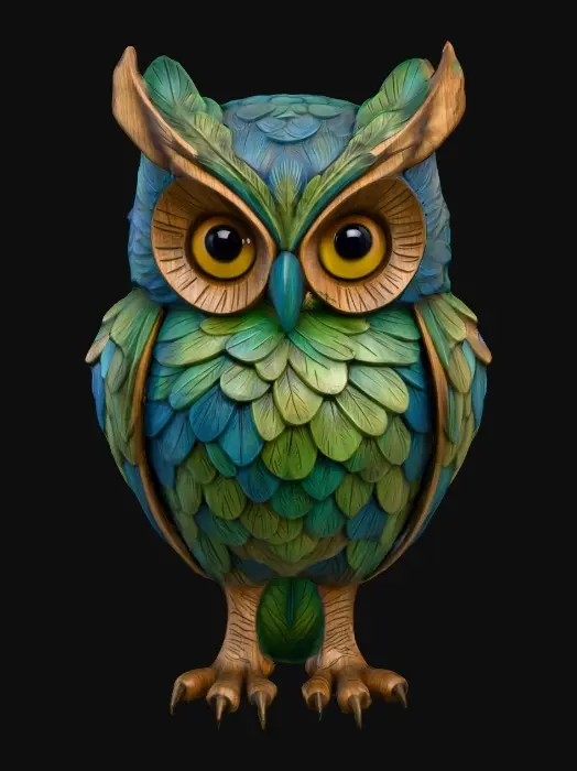 3D model for Wise Owl, Stylised, Highly Detailed, #PBR#