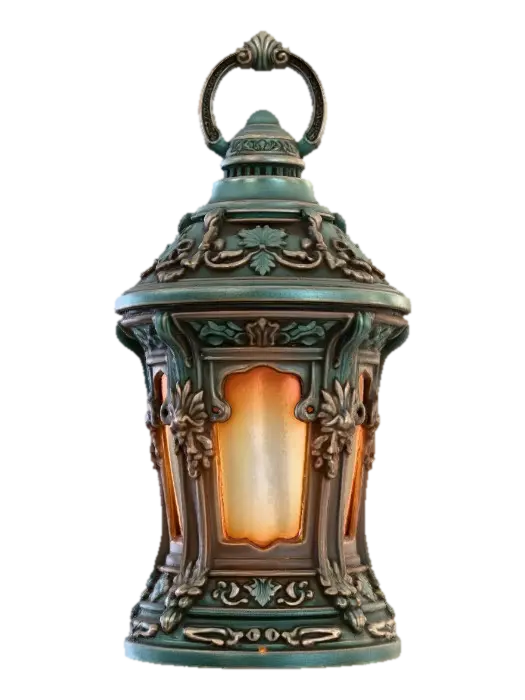 3D model for The beautiful glowing ancient lantern in a similar artistic style as the attached image.