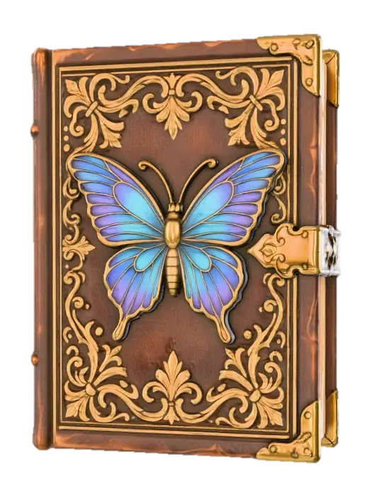 3D model for The beautiful ancient book in a similar artistic style as the attached image, front view