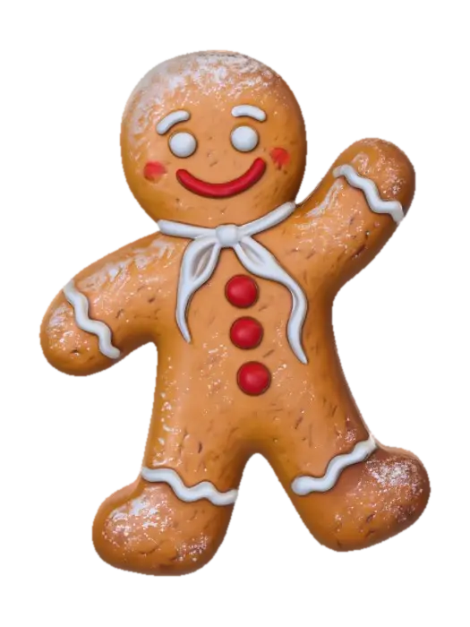 3D model for Make the image of a gingerbread character based on the reference picture, in THE SAME ARTISTIC STYLE, also make the background dark grey, #Christmas2025#