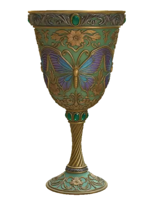 Emerald Butterfly Chalice 3D model, vytvořený pomocí AI