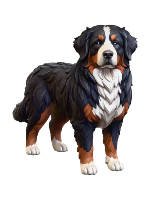 Bernese Mountain Dog 3D model, vytvořený pomocí AI