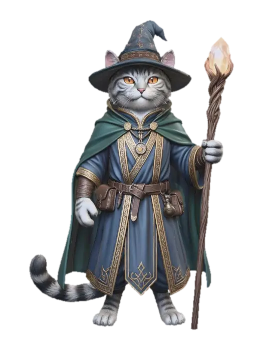 Cat Wizard - Furry 3D model, vytvořený pomocí AI