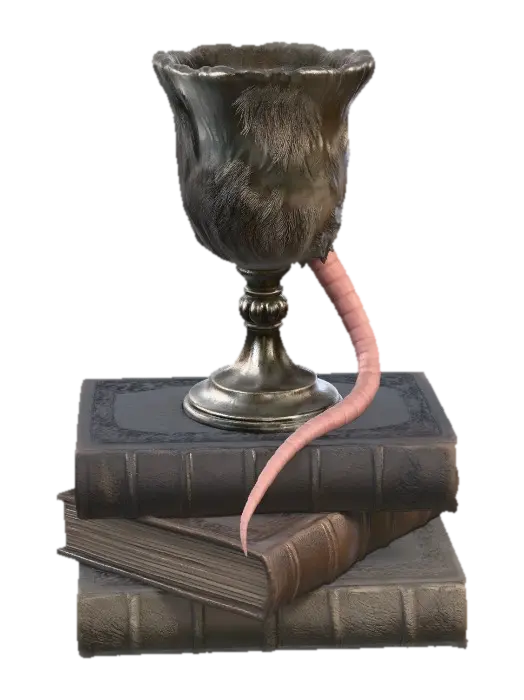 Fluffy Goblet on a Stack of Tomes (from Harry Potter) 3D-model, gegenereerd door AI
