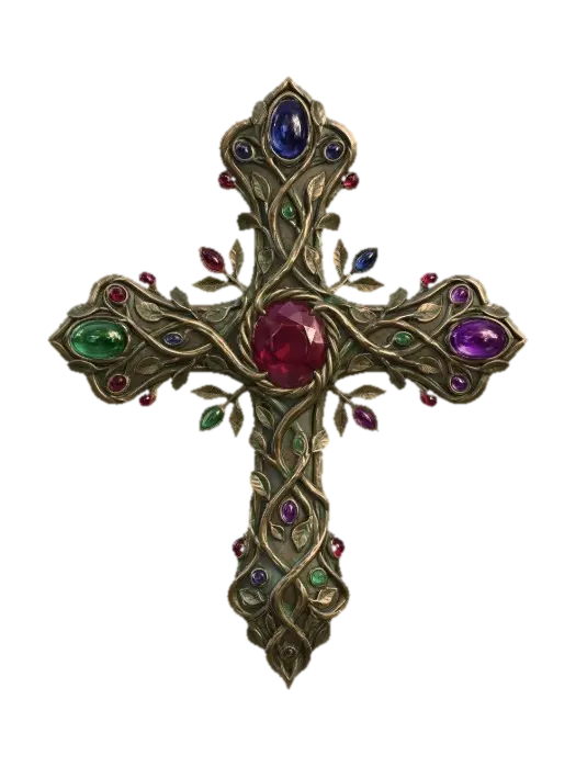 Cross With Gems 3D model, vytvořený pomocí AI