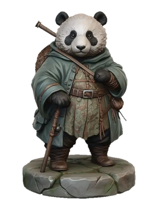 Make the image of the same panda character but without a hat on his head and… - Cracked 3D model, vytvořený pomocí AI