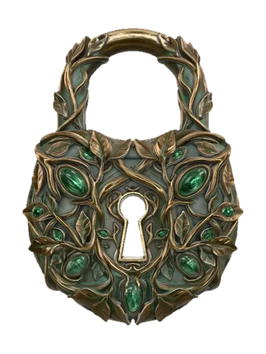 Emerald Vine Padlock 3D model, vytvořený pomocí AI