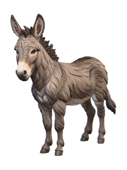 Carved Donkey - Folkart 3D model, vytvořený pomocí AI