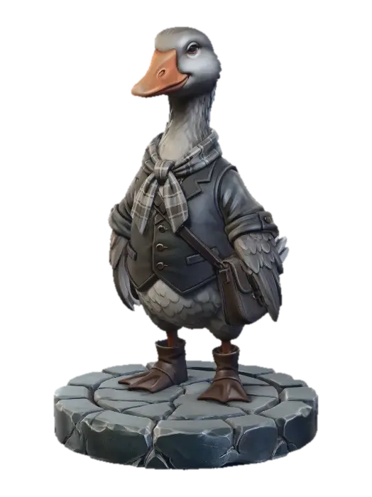 Gentleman Goose 3D model, vytvořený pomocí AI