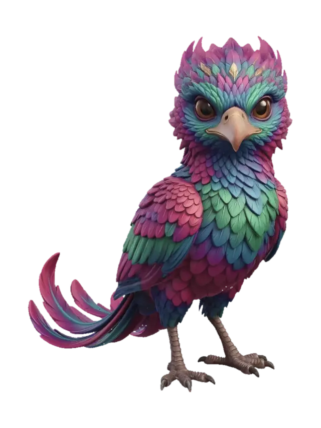 Prismatic Phoenix - Bright 3D model, AI generated