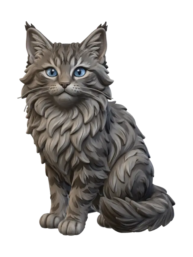 Blue-Eyed Fluffball - Small 3D model, vytvořený pomocí AI