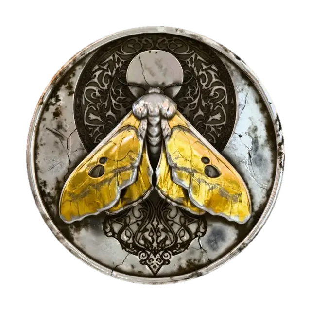 Lunar Moth Medallion 3D model, vytvořený pomocí AI